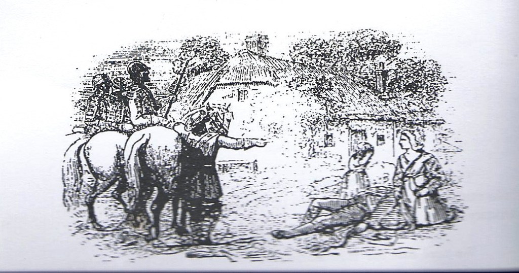 An early sketch of John Brown the Martyr of Priesthill Scotland being shot down by Bloody Clavers.