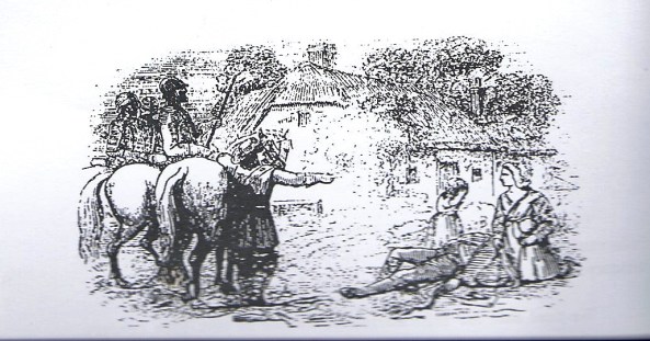 An early sketch of John Brown the Martyr of Priesthill Scotland being shot down by Bloody Clavers.