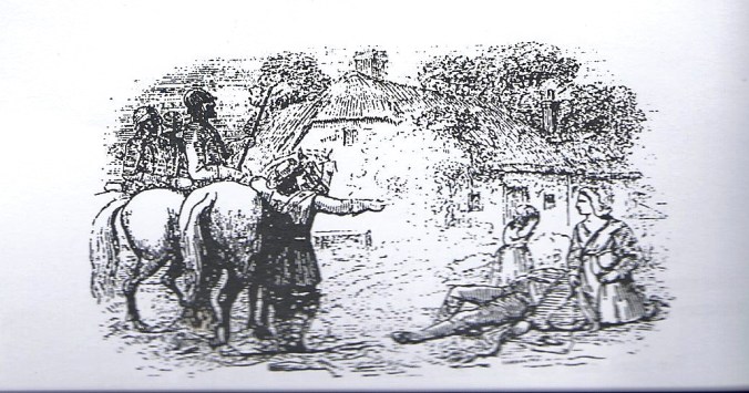 An early sketch of John Brown the Martyr of Priesthill Scotland being shot down by Bloody Clavers.