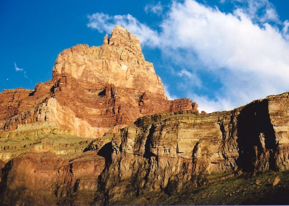 I finished my last blog with a picture of the view across the Colorado River from my camp near Tanner Rapids. This and the photo below demonstrate how much colors change depending on the time of day.