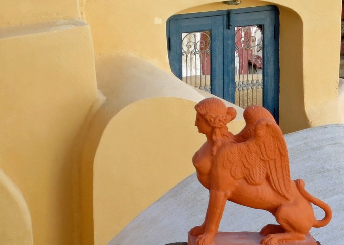 This sphinx in Oia provided an artistic touch and seemed right at home.