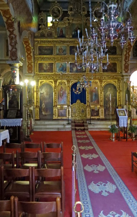 The adventure involved in travel is experiencing new sites and cultures. This was a beautiful Greek Orthodox Church we walked into.