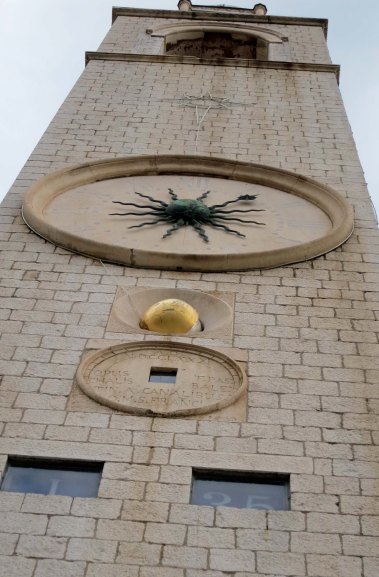A close up of the Dubrovnik clock tower.