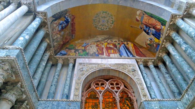 St. Mark's Basilica is a beautiful church that dominates St. Marks Square in Venice.