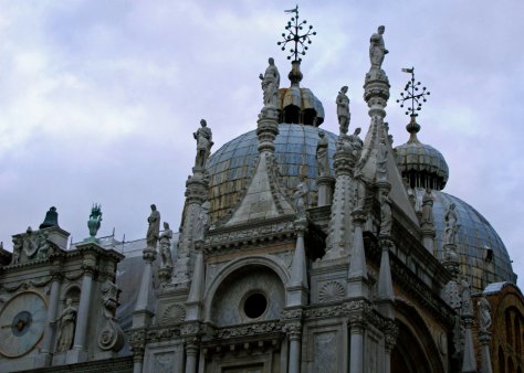 St. Mark's Basilica with its domed top is almost Byzantine in appearance.