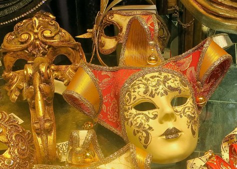 The Venetian masks displayed in shops can be quite beautiful and elaborate.