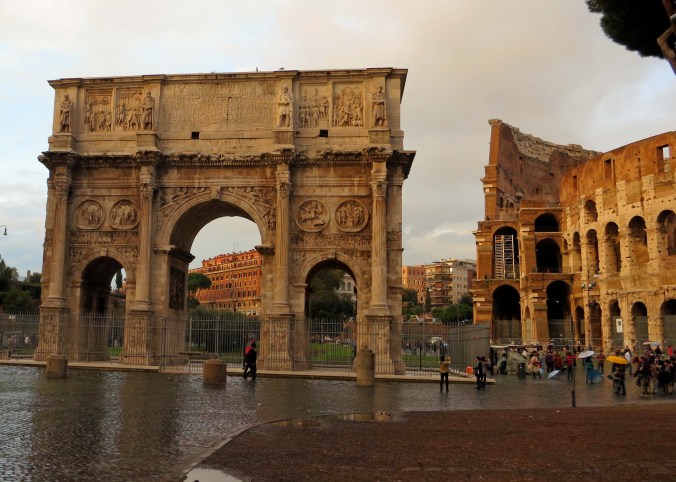 Roman emperors loved their triumphal arches even more than they loved statues. It provided a very public opportunity to show how great they were. The Arch of Constantine is located right next to the Colosseum.