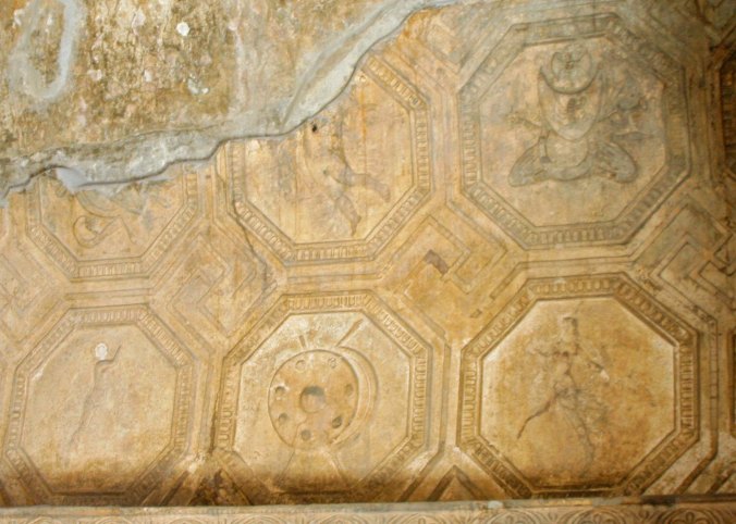 Even the ceilings of the baths at Pompeii were decorated. Note the details. Each circle contains a different subject.