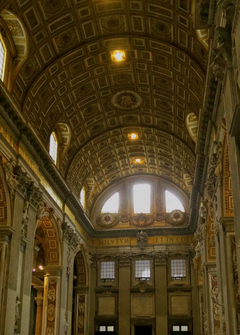 This photo of the nave of St. Peter's Basilica gives an idea of just how big the church is. 60,000 people standing shoulder to shoulder could stand inside.