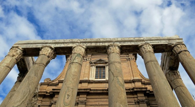 While much of the Forum today is in rubble, the temple of Antonius and Faustina still stands proudly.