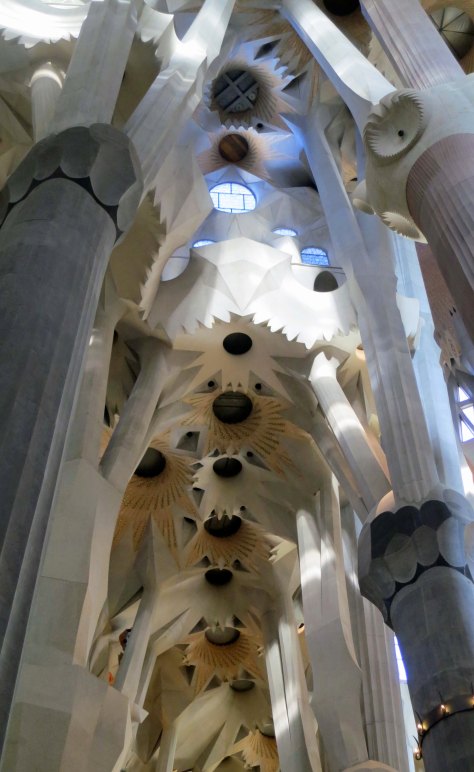 Celing of Sagrada Familia in Barcelona.