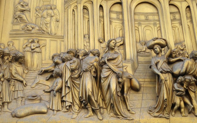 Close up of Baptistery doors Florence Italy