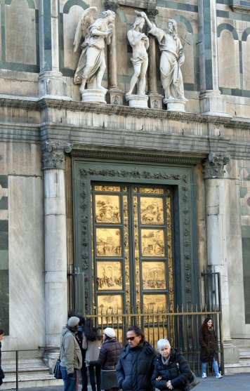 Ghiberti's Bronze Doors on the Baptistery in Florence. (Photo by Peggy Mekemson)