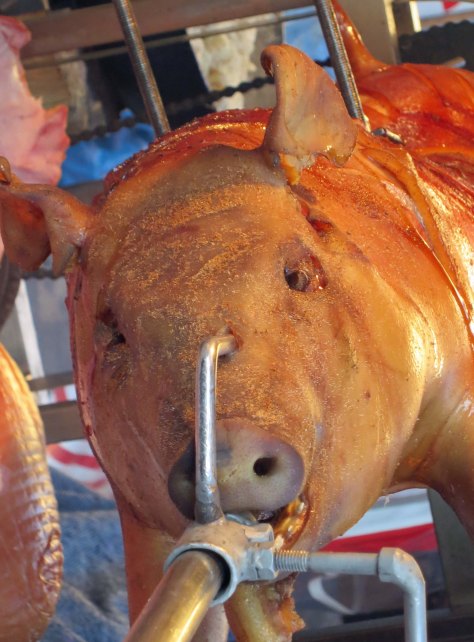 The roasting pig at Florence's Christmas Fair.