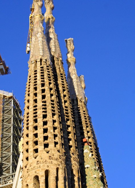 Sagrada Familia towers Sagrada Familia towers representing Matthew, Mark, Luke and John.