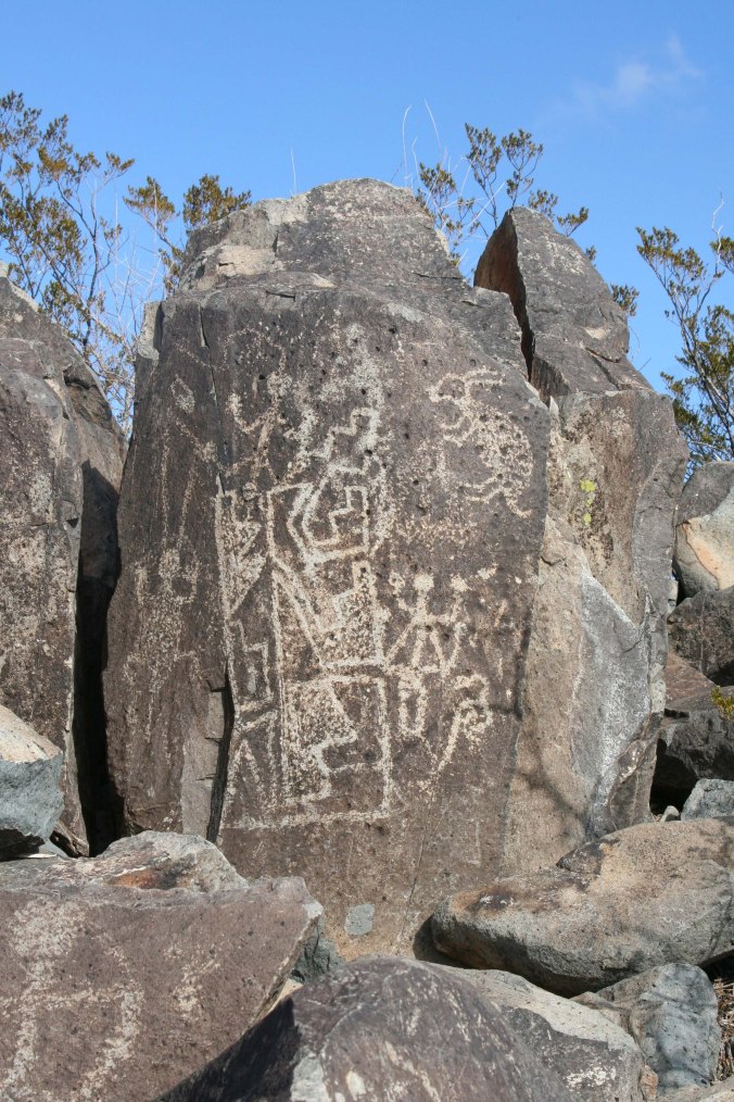 Petroglyph grouping at Three rivers Petroglyph site in southern New Mexico.