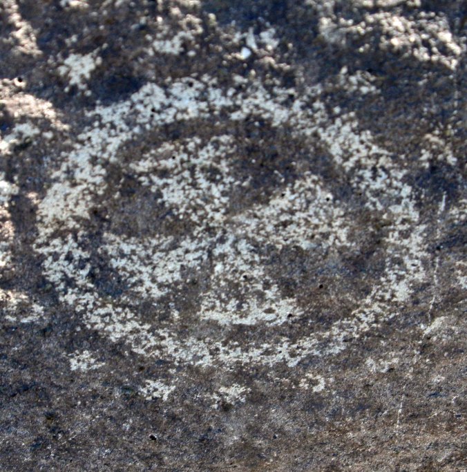 Petroglyph circle with cross found at Three Rivers Petroglyph site.