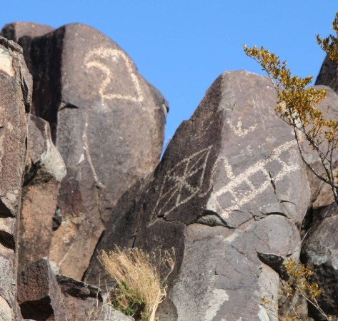 Eagle petroglyph at Three Rivers Petroglyph site in southern New Mexico.