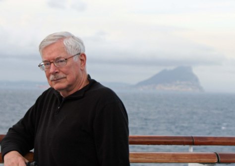 As our ship passed by the Rock of Gibraltar, we left the Mediterranean Sea behind.