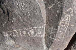 Rattlesnake petroglyph at Three Rivers Petroglyph Site in southern New Mexico.
