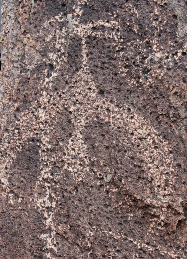 Petroglyph of a Thunderbird at Three Rivers Petroglyph site in southern New Mexico.