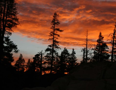 Sunset north of I-80 in the Sierra Nevada Mountains of California