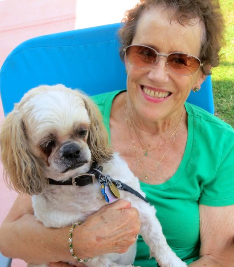 Linda with the family dog, Sister.