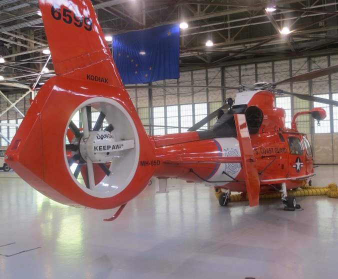 The HH-65, a smaller short-range helicopter is designed to fly off of Coast Guard Cutters and accompanies them on their deployments.