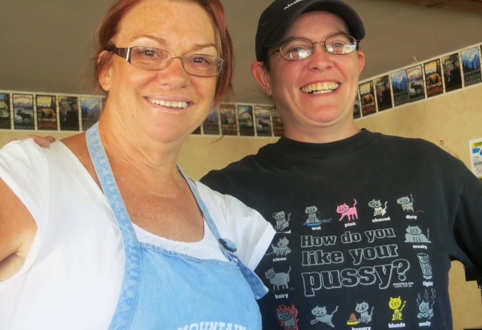 Darlene and Claire share a laugh with us over Claire's T-Shirt.