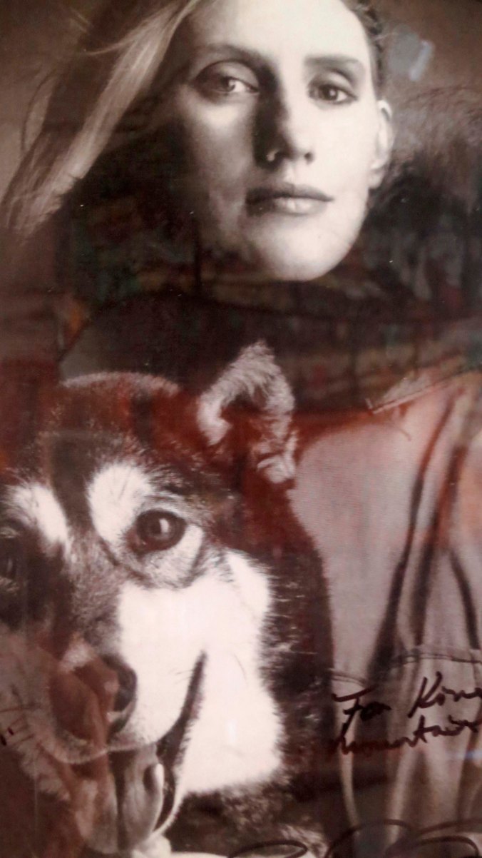 This photo caught my attention. In 1985, Libby Riddles became the first woman to win the Iditarod, Alaska's famous sled dog race. Shortly afterwards she did a photo shoot for Vogue Magazine. I picked her up at the Anchorage airport on her return to Alaska and escorted her around town for a couple of days. She had volunteered to do publicity for the non-profit where I served as Executive Director.