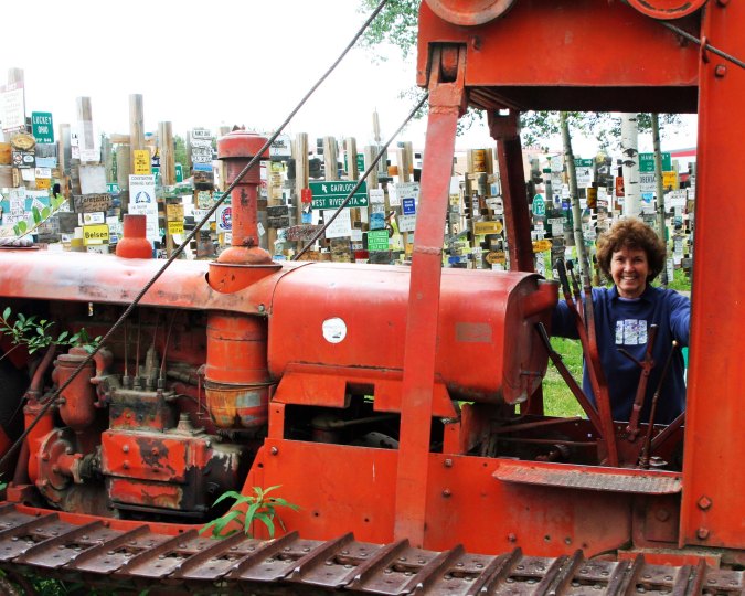 The Watson Lake Sign Forest also features equipment used in making the Alaska Highway. In this case, Peggy serves as my model. Later I will do a blog on the building of the Alaska Highway in 1942.