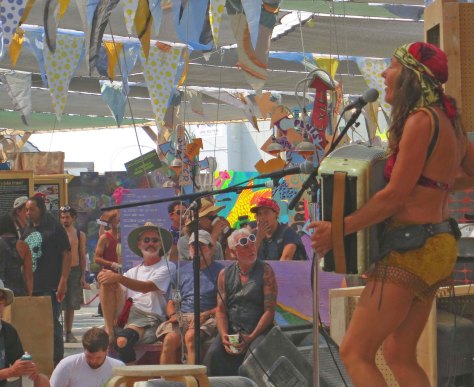 Accordion player at Burning Man Center Camp 2013