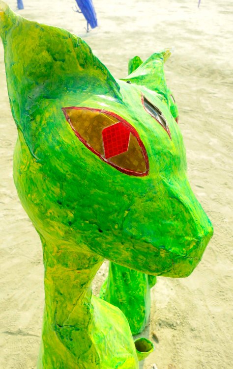 Alien grren cats at Burning Man 2013