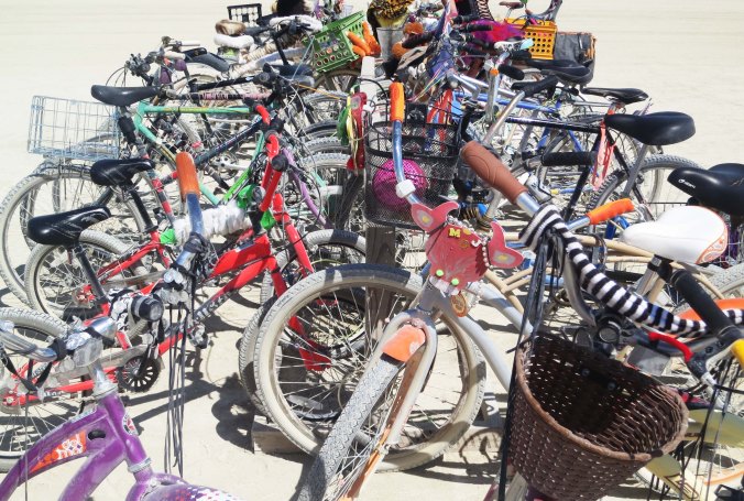 One of numerous bike racks outside of the Center Camp Cafe provides an idea of how many people visit the Cafe.