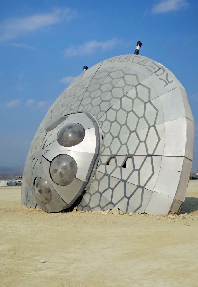 Given this flying saucer that crashed in the Black Rock Desert during Burning Man 2013, It's quite possible that aliens were wandering our street.