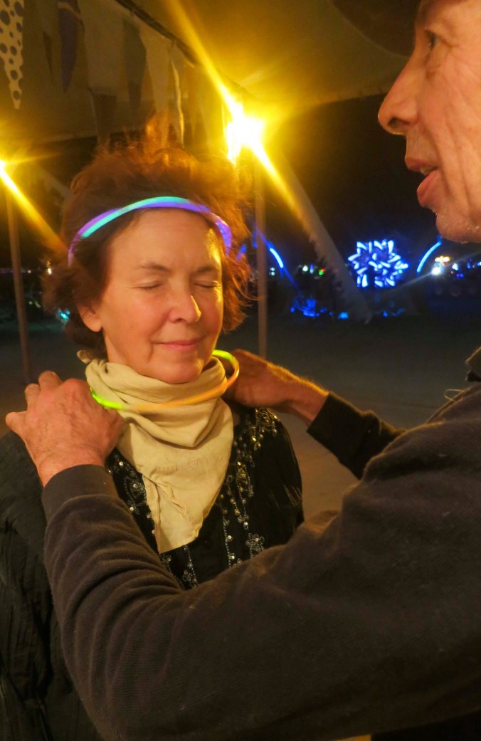 While I checked out his art, James gave Peggy a neck and shoulder massage. You can tell by the contented look on Peggy's face that James knew what he was doing.