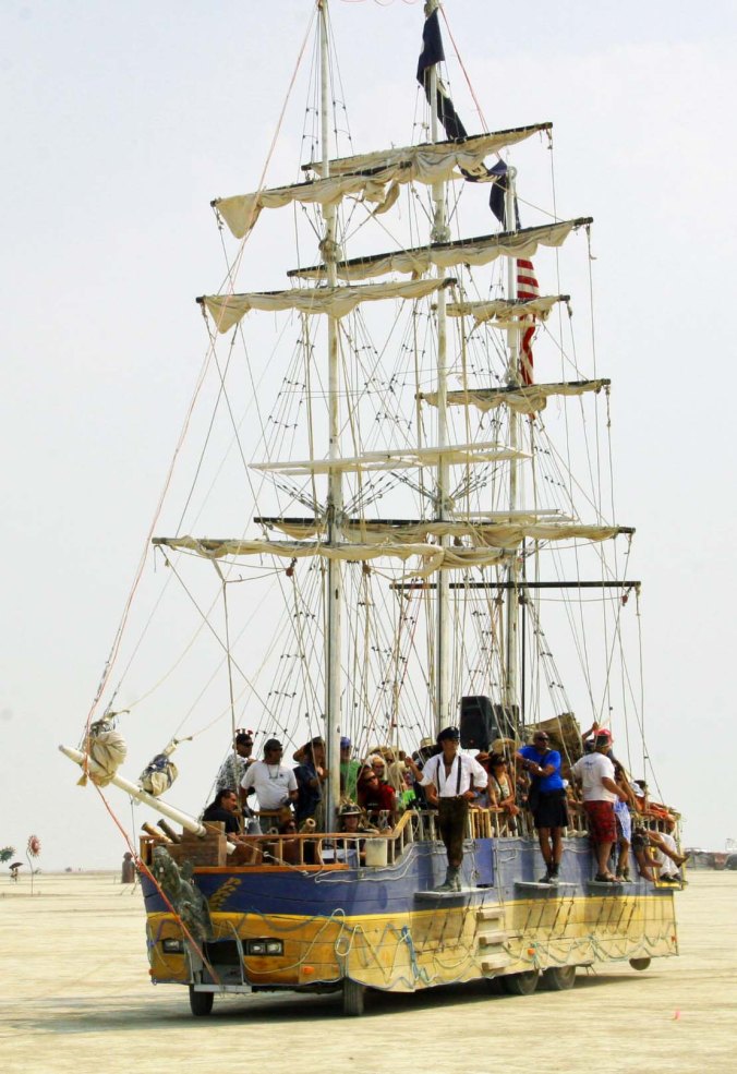 Detailed sail rigging on a Burning Man 2013 mutant vehicle.