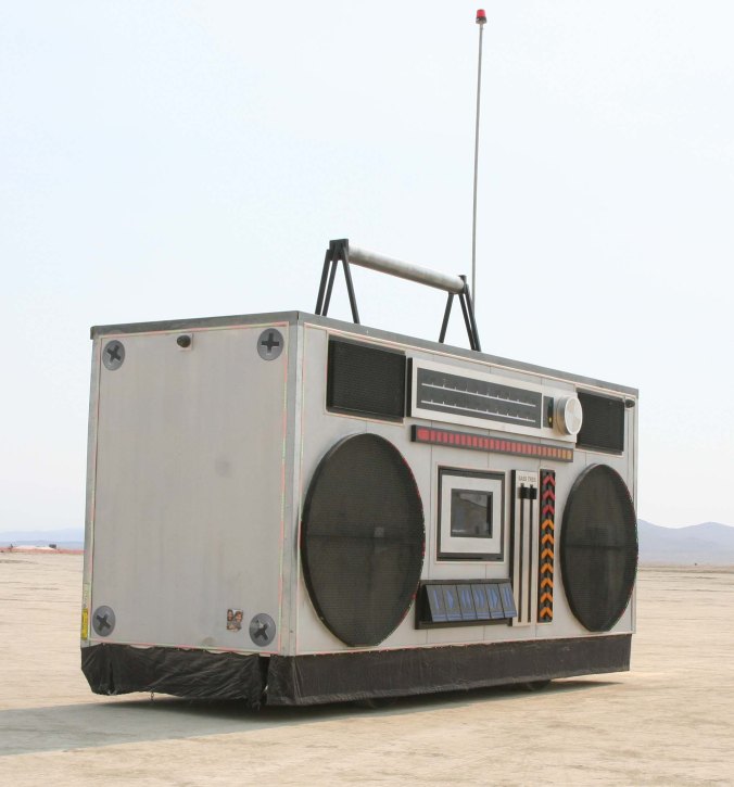 Boom box mutant vehicle at Burning Man 2013.