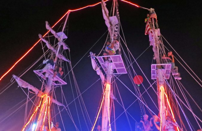 Crow's nest view of the burn at Burning Man 2013.