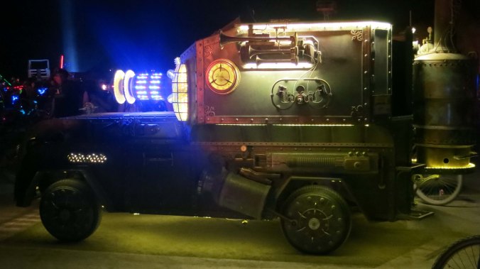 Steam punk vehicle at Burning Man 2013.
