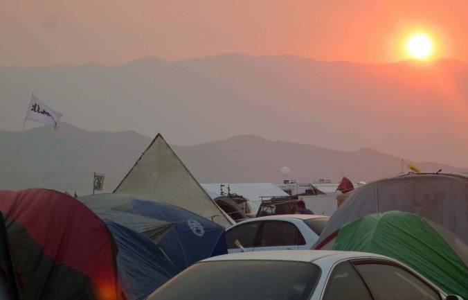 Sunset at Black Rock City, Burning Man 2013.
