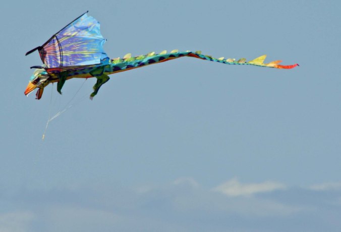 The winds at North and South beach provide excellent loft for kite flying. I enjoyed the dragon but it distracted me from my writing.