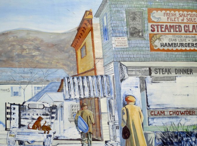 Mural of early Bolinas, California. Photo taken by Curtis Mekemson.