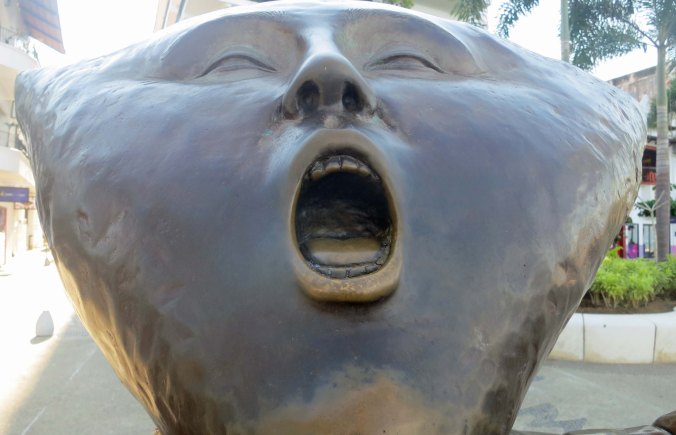 Sculpture in Puerto Vallarta by Sergio Bustamante in 1990. Photo by Curtis Mekemson.
