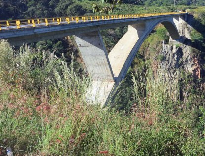 Photo of bridge over deep canyon on the road to San Sebastian, Mexico. Photo by Curtis Mekemson.