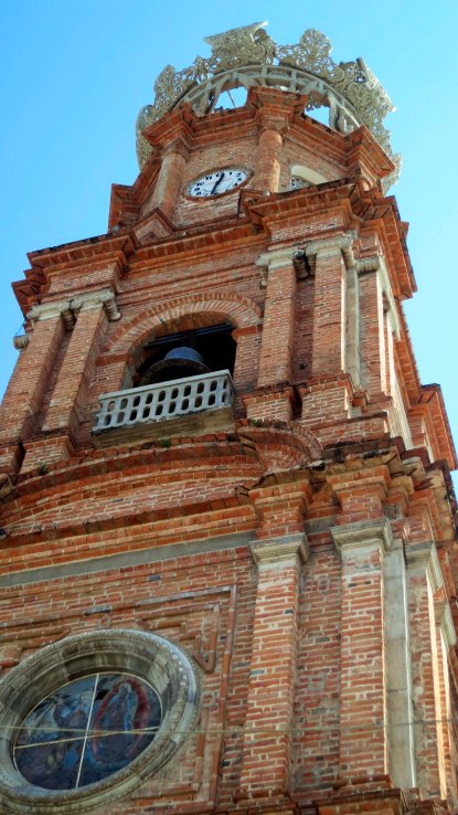 Looking up at the Church of Our Lady of Guadalupe in Puerto Vallarta, Mexico. Photo by Curtis Mekemson.