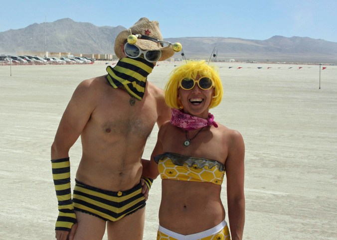 Or greet people when they arrive at Burning Man as these two welcomed Peggy and I.