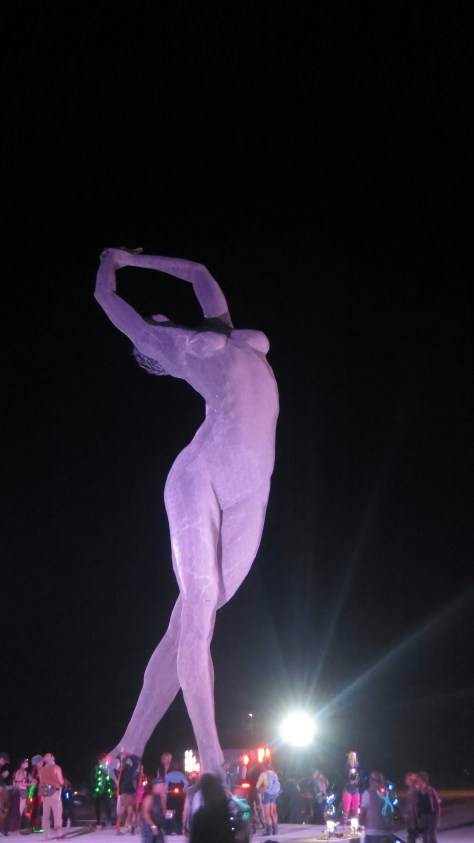 Art is creatively lit and takes on a different personality.