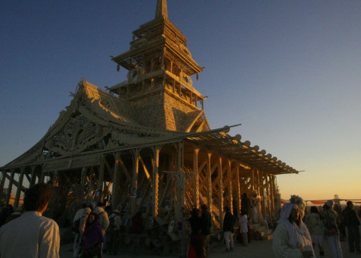 Beautiful buildings are another art form at Burning Man. Each year a different Temple is created.(Photo by Tom Lovering.)