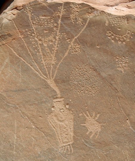 Peggy and I photographed this petroglyph I call carrot top in Dinosaur National Monument. It is very likely it represents a shamanistic vision. 